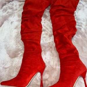 Red long boots